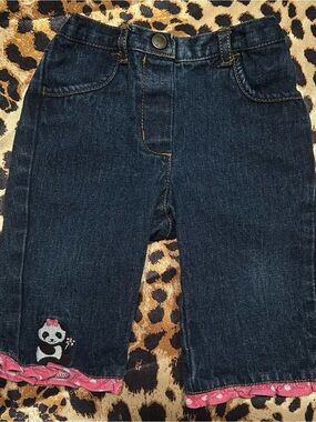 Y2K Gymboree Infant Girls Dark Wash Panda Ruffle Cuff Jeans